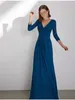 Feestjurken drie kwart mouw avond chiffon elegant v-neck lang voor speciale evenementen 2024 formele cocktailjurk vestidos