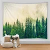 Tapestries Misty Forest Tapestry Mountains Nature Landscape Wall Hanging Home Living Room Bedroom Decoration Ackground Blanket