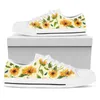 Chaussures décontractées belles baskets de tournesol à fleurs jaunes pour femme basse toile blanche Designer dames plus taille 44