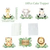 Décoration de fête jungle animal cupcake gâteau toppers joyeux anniversaire décorations enfants baby shower sauvage un safari partySuppiles