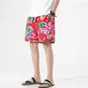 Shorts masculins 2024 Summer Beach Fashion Chinois Style grandes fleurs imprimées décontractées droit