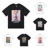 Paars merk t-shirt designer t-shirt heren shirt abstracte stijl figuur print high gram gewicht dubbele katoenen korte mouw vrouwen t-shirt ons maat s-xl