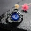 Cluster ringen vintage natuurlijke ronde 10 mm kyaniet voor vrouwen 925 Sterling Silver Ring Fine Jewelry Party verjaardag cadeau