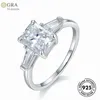 Cluster Rings Ladies Genuine 925 Sterling Silver Rectangle 6 8mm 2.0ct Lab Moissanite Diamond Women Jewelry
