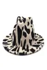 European US Style Cow Print Jazz Jazz Felt Hat Faux Wool Fedora Chapeaux Femmes Men Wide Brim Panama Party Formal Hat5603589