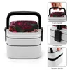 Dinnerware Antique Midnight Botanical Flower Rose Garden Bento Box Lunch Thermal Container 2 Layer Healthy Nature Blossom