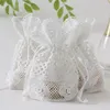 Gift Wrap 1pc White Ruffled Jewelry Bag Candy Chocolates Drawstring For Home Holiday Party Christmas Wedding Decoration Bags