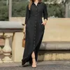 Casual Dresses Vintage Loose Shirt Dress Office Fashion Lapel Collar Button Party Maxi 2024 Women Long Sleeve Denim