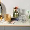 Cajas de almacenamiento Organizador cosmético Caja de escritorio transparente con capacidad para cepillos de maquillaje Pens Ligera de borde suave
