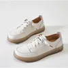 Casual Shoes Cowhide Soft Sole Small White Female 2024 Summer Light Luxury Lace Up One Step Flat Bottom Women's Board