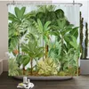 Shower Curtains Tropical Plant Palm Tree Leaves Bathtub Decor Printing Washable Fabric Bathroom Curtain With Hooks