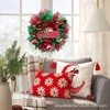 Decoratieve bloemen kerstkrans voor voordeur rode vrachtwagen hangende polyester Garland buitenjaar Navidad Home Decoratie 2024