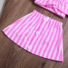 Shorts Children Kids Summer Clothing Set striped chiffon sleeveless Backless Tshirt Shorts 3 Threepiece Suit Girls Clothes Sets