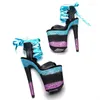 Dance Shoes 20cm/ 8inches With PU Small Platform High Heel Sandals Sexy Straps Pole 307