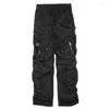 Men's Pants Men Multi Pocket Elastic Waist Harem Cargo Nylon Streetwear Loose Work Wear Baggy Man Vintage Sweatpants