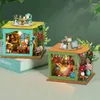 Decorative Figurines Mini DIY Wooden Pastoral Cottage Kitchen Dollhouses Miniature Kits With Furniture LED Light Home Decoration Adult