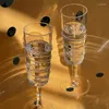 Vinglas nummer Transparent Glass Cup Retro för Champagne Personlighet Diamant Borstat högt multifunktionellt vatten