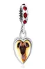 Customized blank heart dangle photo bead Birthstone crystal European Charms Fit Chamilia Biagi Charm Bracelet7777244