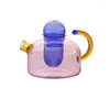 Teaware Sets Creative Glass Teapot Cup High Temperature Resistant Separated Filter Contrasting Color Teacup Home Decoration