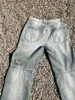 Jeans för män hål raka nödställda denimbyxor överdimensionerade