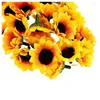 Flores decorativas 500 PCS Artificial Sunflower Little Daisy Gerbera Heads para la decoración de la fiesta de bodas (YellowCoffee)