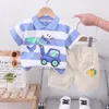 Roupas conjuntos de roupas para crianças terno de verão crianças menino menina desenho animado carros carros shorts 2pcs/conjuntos bebês infantil 1 2 3 4 anos