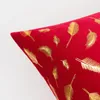 Kudde 2024 Julomslag Fjädergild Gilded Printed Velvet Light Luxury Throw Covers Decorative Home Decor