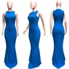 Casual jurken omsj elegant o nek ribbed mode visstaart voor vrouwen 2024 vaste mouwloze stretch basic bodycon maxi long zeemeermin gewaad