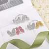 Anillos de racimo Alto calidad 925 Color de plata esterlina Anillo de mariposa de diamante para damas