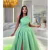 Sky Blue Prom Dresses Aso Ebi Plus Size One Shoulder A-Line Evening Gowns African Formal Party Dress 2024 New Plus Size