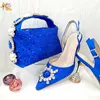 Kleiderschuhe 2024 Nigerianische Marke Silber Frauen Mode elegant spitzs Zehen und Bag Set Sandals Designer