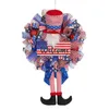 Decorative Flowers Independence Day Wreaths Garland With Doll Ribbon Front Door Wreath For Home Outdoor Christmas Windows Set