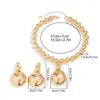 Necklace Earrings Set Gold/Silver Color Round Bead Size Beaded Collar And Ear Drop Jewelry