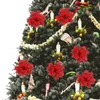 Fleurs décoratives 24pcs Poinsetttia paillettes feuilles de Noël artificielles avec baies de houx ornements d'arbre pour le salon