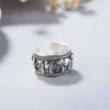 Cluster Rings Punk Trendy 925 Sterling Silver Vintage Animal Elephant Open Thai Jewelry for Women Gift Fashion Justerbar