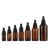 Storage Bottles 10pcs 5ml 10ml 20ml 30ml 50ml 100ml Amber Brown Dropper Glass Essential Oil Pipette Bottle Empty Cosmetic Sample Vials