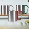 220 ml termisk överföring kaffemugg mugwith carabiner handtag anpassa rostfritt stål sublimering bärbar resekopp JXW933 LL