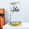 Candle Holders Metal Unique Snowman Pendant Holder Ornament Golden Color Tray Rotatable For Home