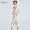 OC 413N61 Dames plus size jurk 100% Mulberry Silk Hoge kwaliteit Zomer bedrukte rok