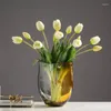 Vases Nordic Glass Vase Luxury Living Room Flower Arrangement Tv Cabinet Dining Tabletop Decor Birthday Gift Bedroom Home Decoration