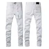 2024 Brand Purple Men's Jeans Slim Fit Skinny Skinny White White Denim Streetwear Pants N668