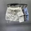 Onregelmatige zak vracht Denim Rok Dames Kleding Zomermode Sexy A-Line Hip Skirts Female Bottoms Club Streetwear 240412