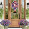 Decorative Flowers Independence Day Wreaths Garland With Doll Ribbon Front Door Wreath For Home Outdoor Christmas Windows Set