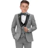 Enfants à 3 pièces ensemble Blazer Vest Pantalons de mariage pour Page Boy Elegant Children Costume Ed Back Pocket Veste de poche 240401