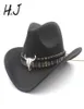 Kadın Erkekler Yün Batı Batı Kovboy Şapkası Geniş Brim Cowgirl Jazz Binicilik Sombrero Kapak Tassel Tauren Ribbon1692532