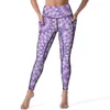 Actieve broekvelden van lavendel leggings bloemen print fitness lopende yoga push up basic sport panty's quick-dry ontwerp legging