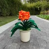 Fleurs décoratives Croched Kaffir Lily Plants artificiels en pot Bonsaï Cadeaux originaux tricus à la main pour les décorations de table de salle à domicile mère