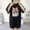 Robes de fête taille 7xl 170kg femmes robe d'été ldies o cou manche courte t-shirt grand dessin animé imprimé sweet vestidos