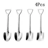 Spoons 2/4PCS Thicken Coffee Spoon Tea-spoon Cutlery Set Stainless Steel Retro Iron Shovel Ice Cream Scoop Creative