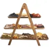 Plates Wooden Portable Folding Picnic Table Cheese Bread Dessert Tray Foldable Snack Rack Tourist Fruit